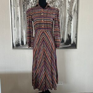 Molly Bracken Womens Striped Multicolor Lightweight 100% Vicose Dress - Small